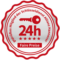 24 Stunden erreichbar, geprüftes Mitglied der Schlüsseldienst Allianz Hannover